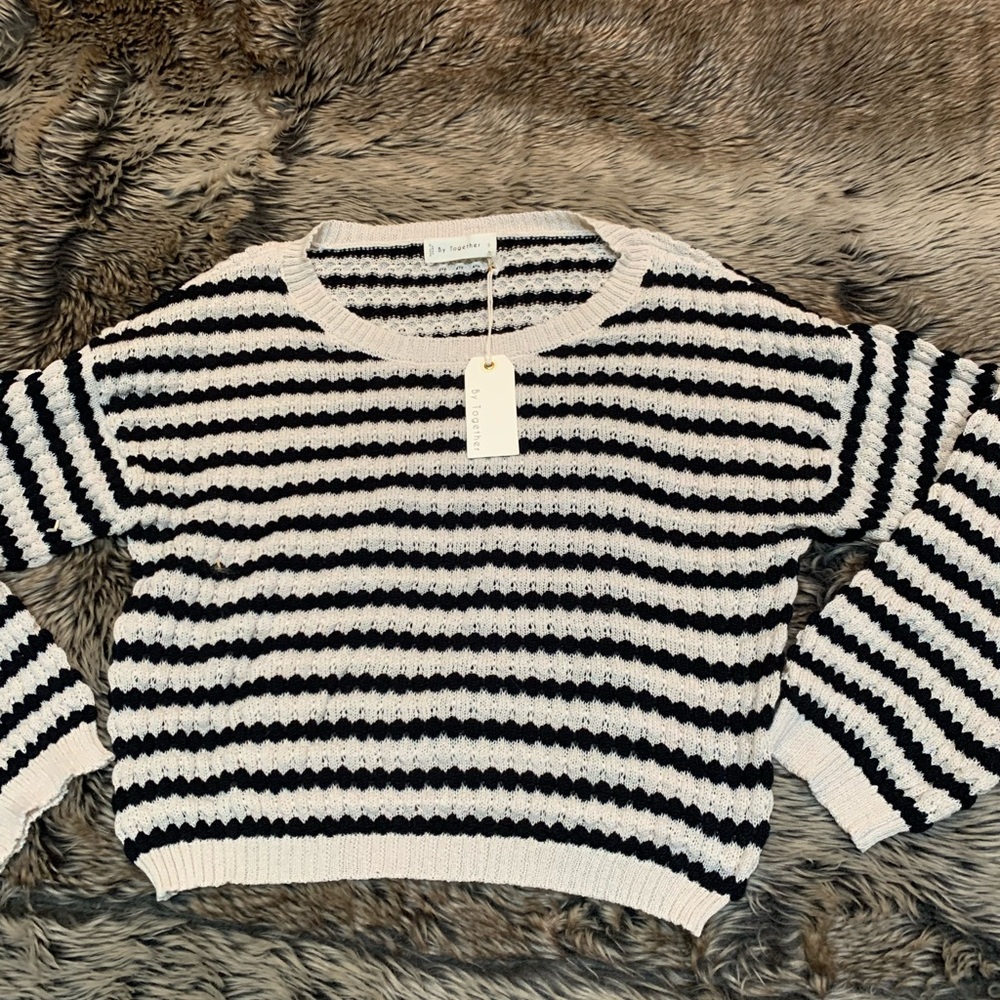 BY TOGETHER SIA Striped Sweater Size S NWT